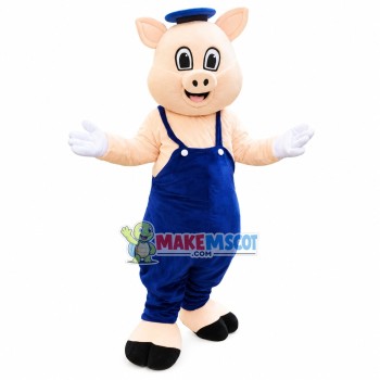 Clever Pig In The Overalls Mascot Costume Clever Pig In The Overalls Mascot Costume