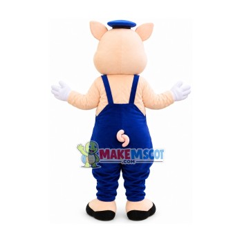 Clever Pig In The Overalls Mascot Costume Clever Pig In The Overalls Mascot Costume
