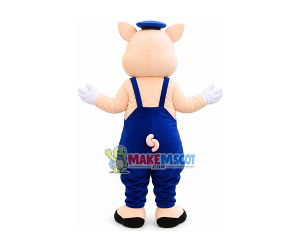 Clever Pig In The Overalls Mascot Costume Clever Pig In The Overalls Mascot Costume