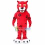 Red Leopard Mascot Costume With Print Circles
