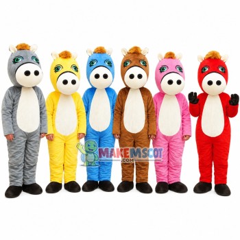 Colorful Horse Family Mascot Costume Colorful Horse Family Mascot Costume