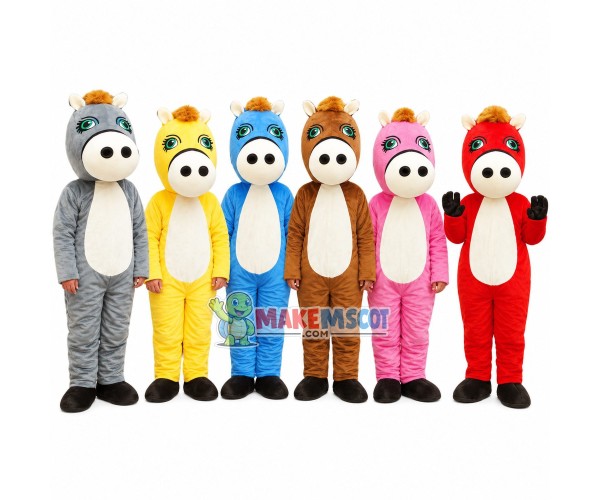 Colorful Horse Family Mascot Costume Colorful Horse Family Mascot Costume