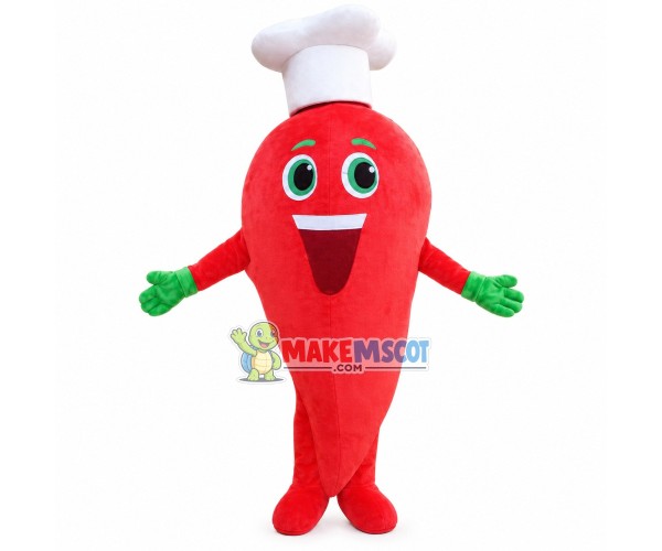 Red Pepper Cook Mascot Costume Red Pepper Cook Mascot Costume