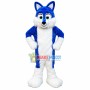 Blue & White Furry Wolf Mascot Costume