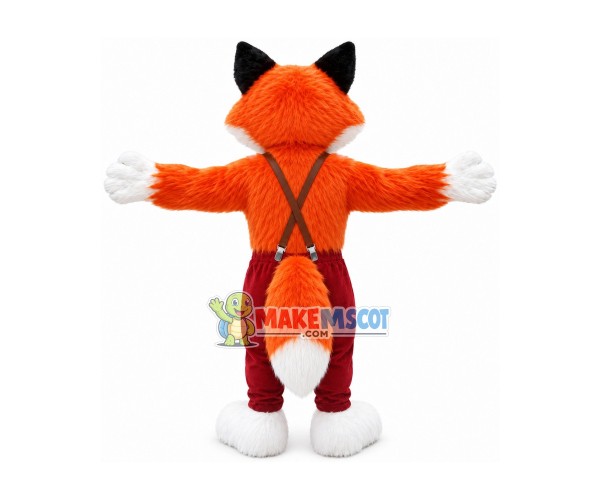 Fur Fox In Suspenders Mascot Costume Fur Fox In Suspenders Mascot Costume