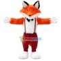 Fur Fox In Suspenders Mascot Costume