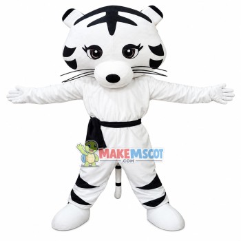 Taekwondo White Tiger Mascot Costume Taekwondo White Tiger Mascot Costume