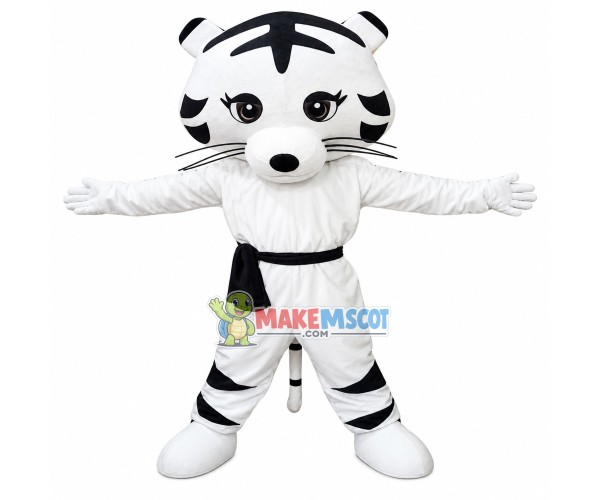 Taekwondo White Tiger Mascot Costume Taekwondo White Tiger Mascot Costume