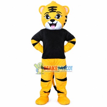Little Tiger In The Black Shirt Mascot Costume Little Tiger In The Black Shirt Mascot Costume