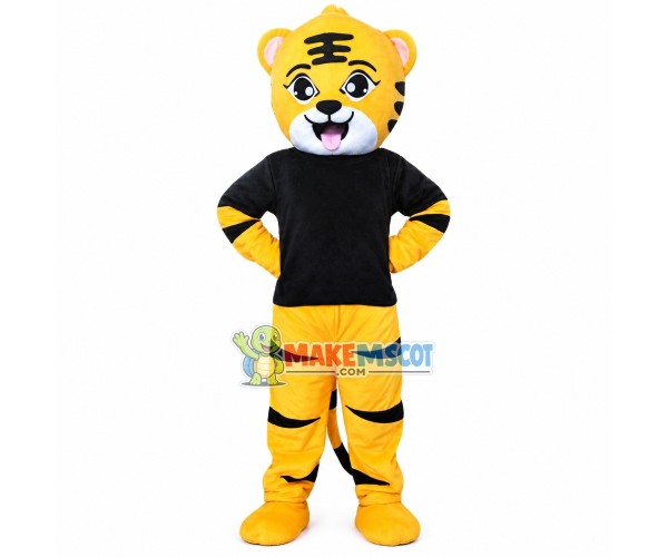 Little Tiger In The Black Shirt Mascot Costume Little Tiger In The Black Shirt Mascot Costume