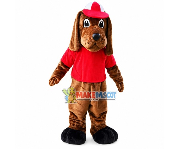 Brown Dog With Hat Mascot Costume Brown Dog With Hat Mascot Costume
