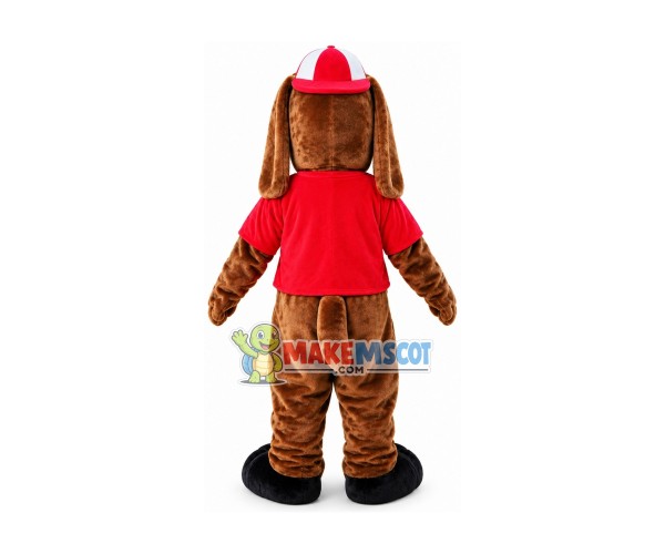 Brown Dog With Hat Mascot Costume Brown Dog With Hat Mascot Costume