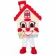 Red Cottage With Chimney Mascot Costume Red Cottage With Chimney Mascot Costume