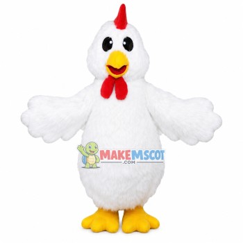 Plush White Hen Mascot Costume