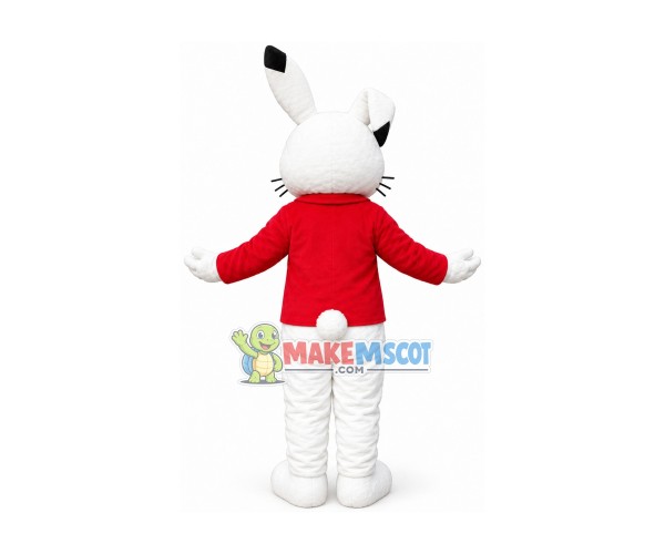 Smart Rabbit With Red Coat Mascot Costume Smart Rabbit With Red Coat Mascot Costume