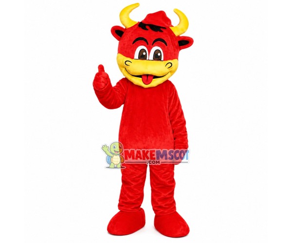 Mischievous Red Bull Mascot Costume