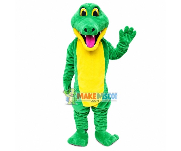 Green & Yellow Adult Crocodile Mascot Costume Green & Yellow Adult Crocodile Mascot Costume