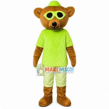 Cool Green Bear Mascot Costume Cool Green Bear Mascot Costume