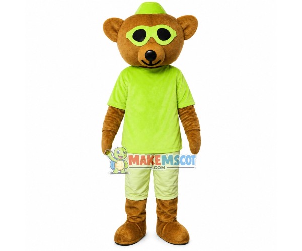Cool Green Bear Mascot Costume