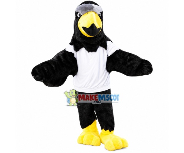 Black Furry Eagle Mascot Costume Black Furry Eagle Mascot Costume