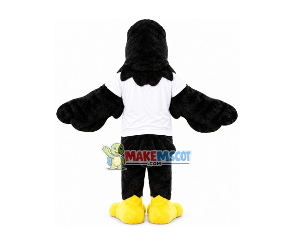 Black Furry Eagle Mascot Costume Black Furry Eagle Mascot Costume