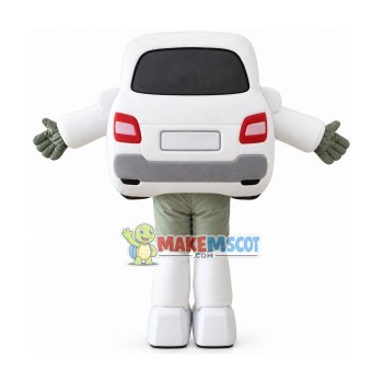 White Car Cartoon Mascot Costume White Car Cartoon Mascot Costume