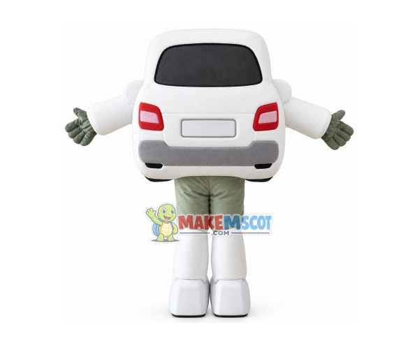 White Car Cartoon Mascot Costume White Car Cartoon Mascot Costume