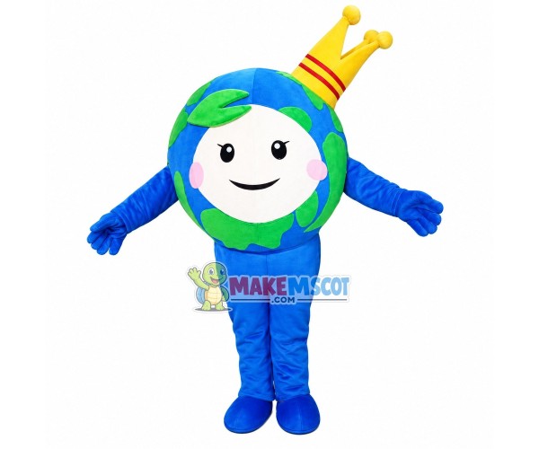 Little Earth With Crown Mascot Costume Little Earth With Crown Mascot Costume