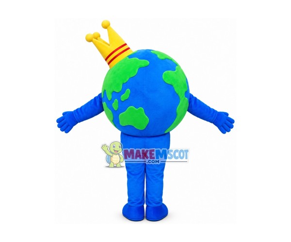 Little Earth With Crown Mascot Costume Little Earth With Crown Mascot Costume