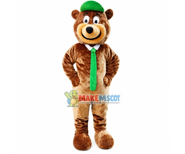 Gentle Bear With Green Tie Mascot Costume Gentle Bear With Green Tie Mascot Costume