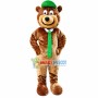 Gentle Bear With Green Tie Mascot Costume
