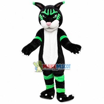 Green Striped Panther Mascot Costume Green Striped Panther Mascot Costume