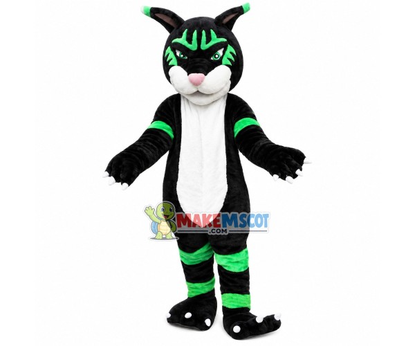 Green Striped Panther Mascot Costume