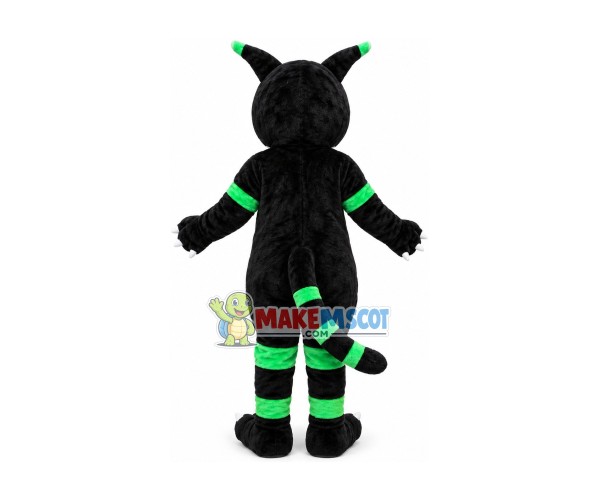 Green Striped Panther Mascot Costume