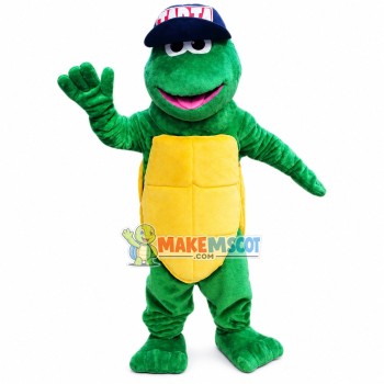Sinewy Turtle With Cap Mascot Costume