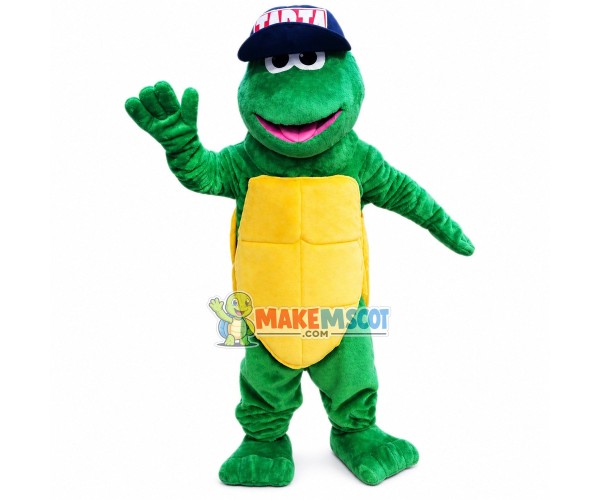 Sinewy Turtle With Cap Mascot Costume Sinewy Turtle With Cap Mascot Costume