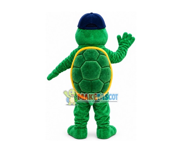 Sinewy Turtle With Cap Mascot Costume Sinewy Turtle With Cap Mascot Costume
