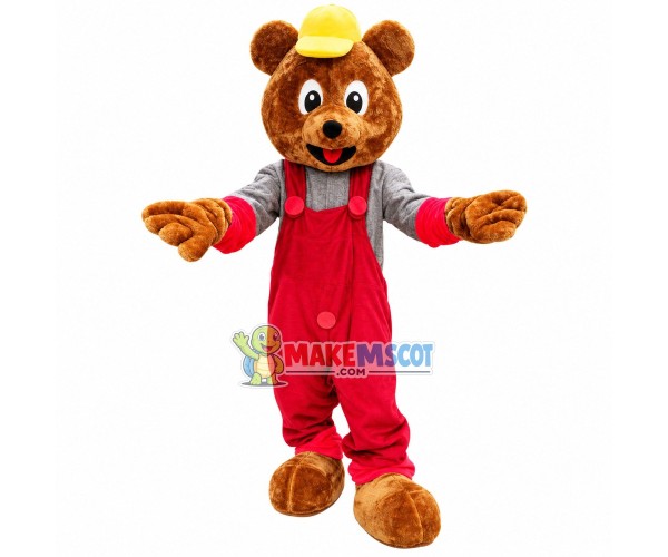 Lovely Bear In The Rompers Mascot Costume