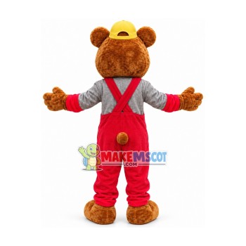 Lovely Bear In The Rompers Mascot Costume Lovely Bear In The Rompers Mascot Costume