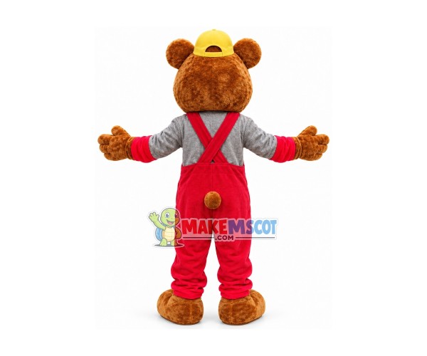 Lovely Bear In The Rompers Mascot Costume Lovely Bear In The Rompers Mascot Costume