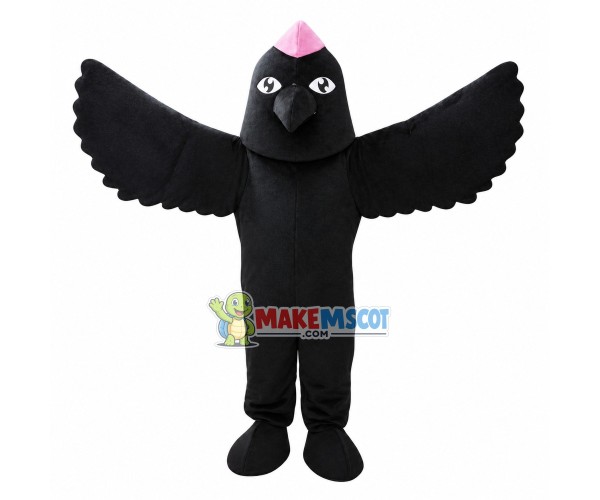 Black Bird With Beret Mascot Costume Black Bird With Beret Mascot Costume