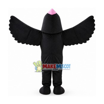 Black Bird With Beret Mascot Costume Black Bird With Beret Mascot Costume