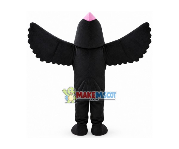 Black Bird With Beret Mascot Costume Black Bird With Beret Mascot Costume