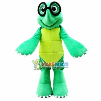 Knowledgeable Green Turtle Mascot Costume Knowledgeable Green Turtle Mascot Costume