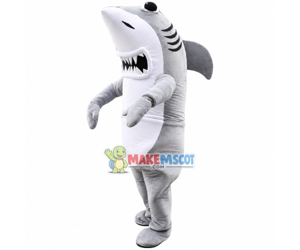 Ferocious Gray Shark Mascot Costume