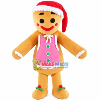 Christmas Gingerbread Man Cookie Mascot Costume Christmas Gingerbread Man Cookie Mascot Costume