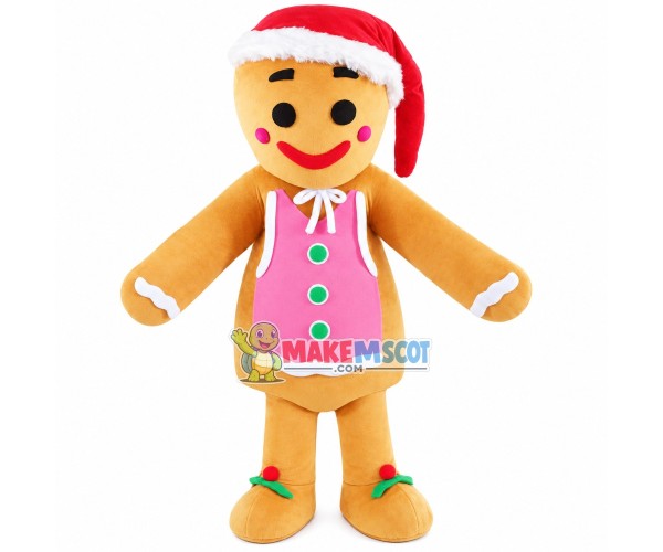 Christmas Gingerbread Man Cookie Mascot Costume Christmas Gingerbread Man Cookie Mascot Costume