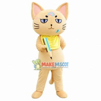 Serious School Cat Mascot Costume With Pencil