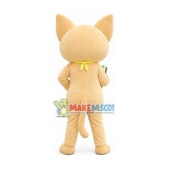 Serious School Cat Mascot Costume With Pencil Serious School Cat Mascot Costume With Pencil