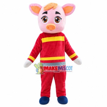 Great Firemen Pig Mascot Costume Great Firemen Pig Mascot Costume